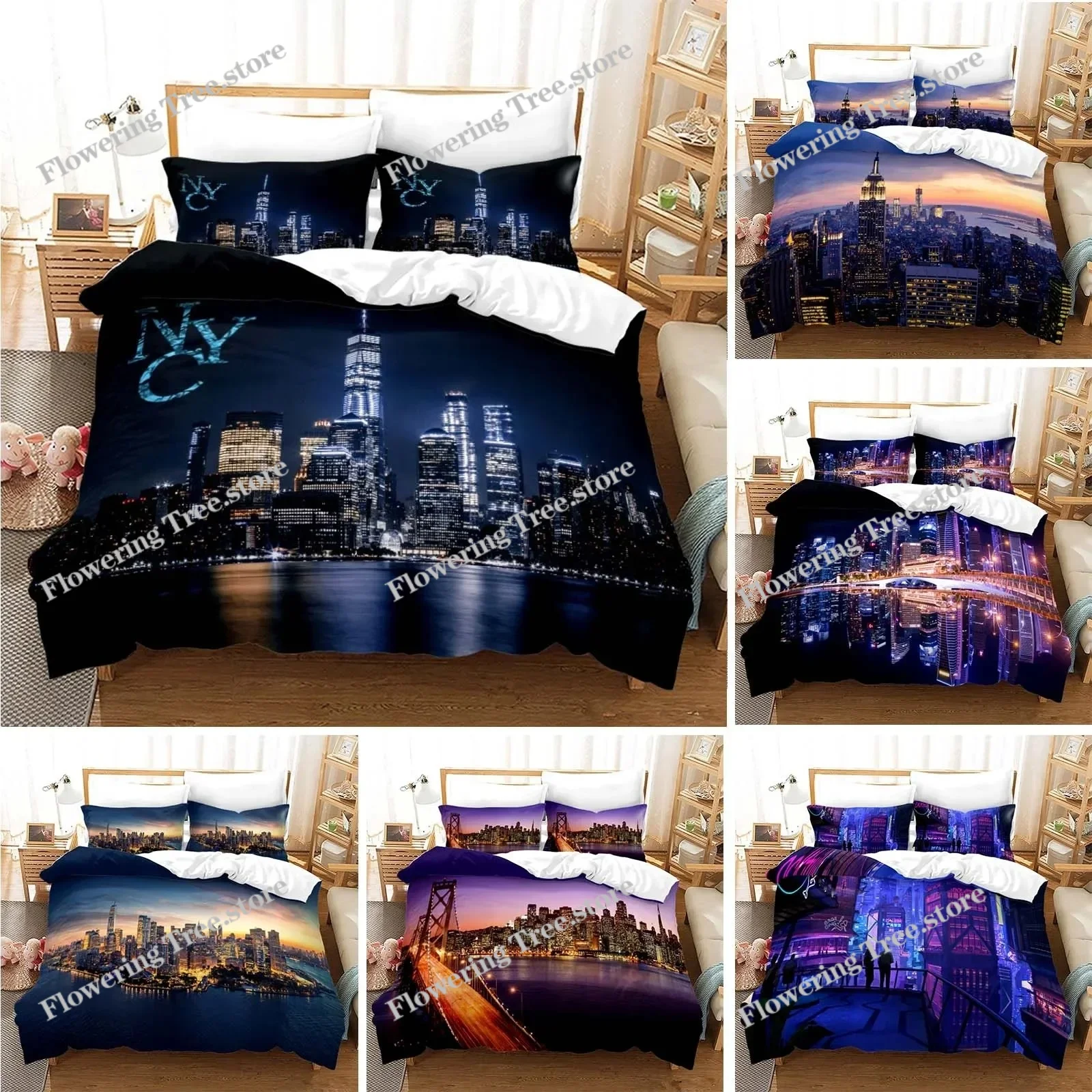Home Textiles New York - Ensemble de literie avec vue nocturne
