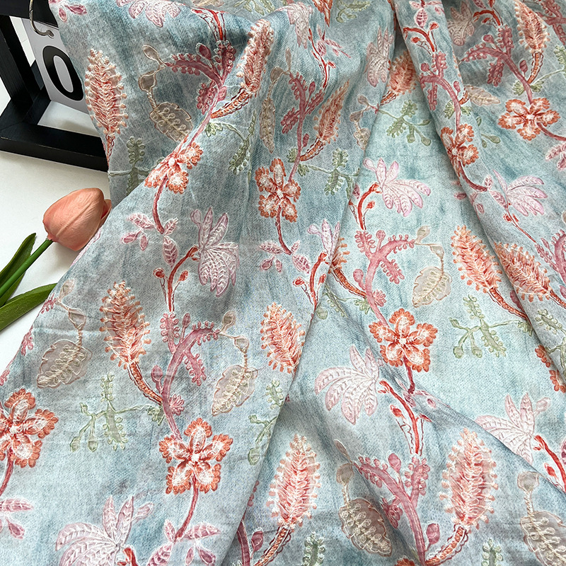 Home Textiles Wholesale - Tissu en coton brodé floral vintage
