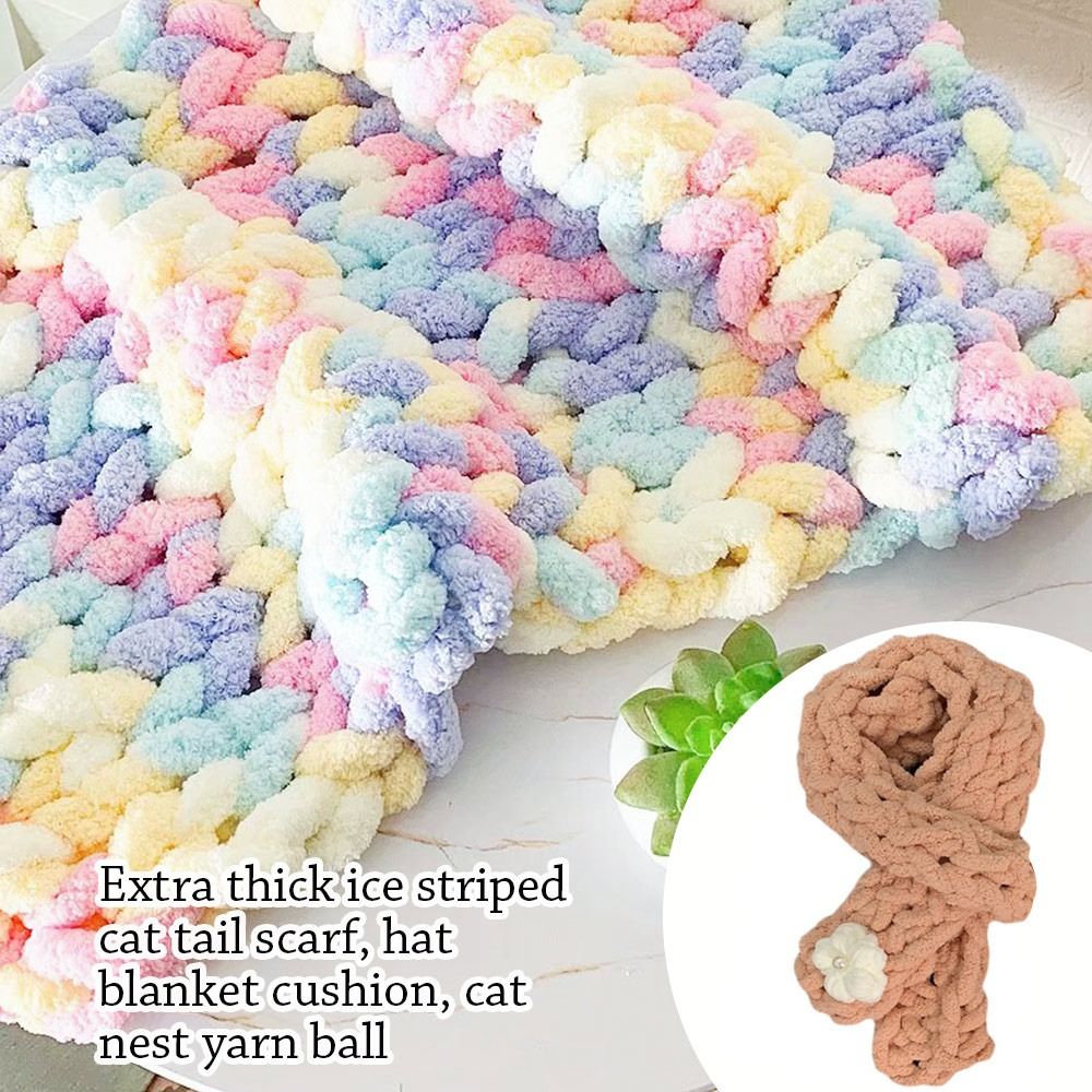 Throw Blanket Chunky Knit - Fil Chenille Multicolore Doux et Chaud