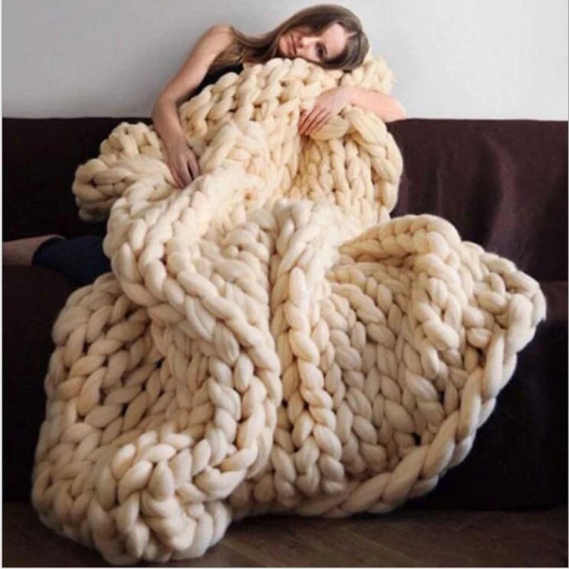 Couverture en laine épaisse po - Throw Blanket Chunky Knit avis et prix
