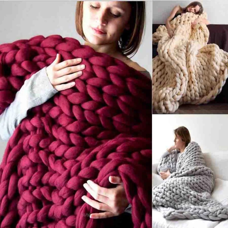 Couverture en laine épaisse po - Throw Blanket Chunky Knit avis et prix
