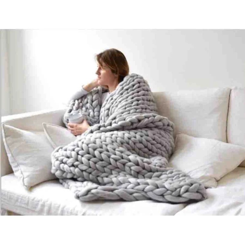 Couverture en laine épaisse po - Throw Blanket Chunky Knit avis et prix