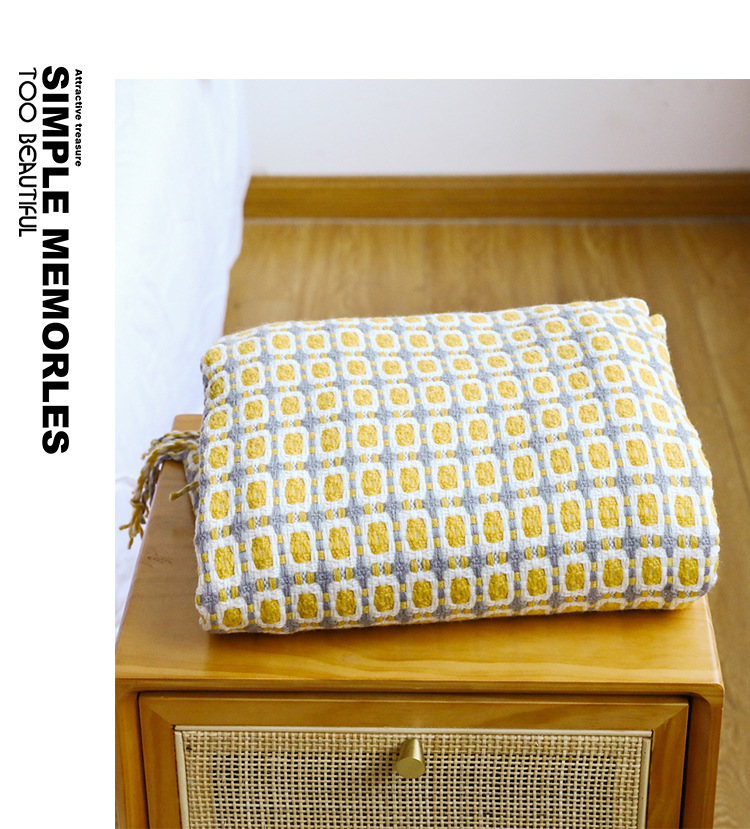Couverture nordique jaune mout - Throw Blanket Chunky Knit avis et prix