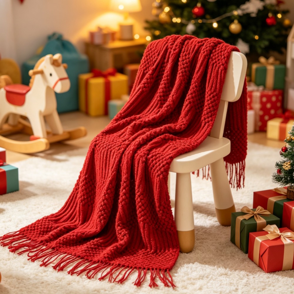 Couverture en tricot épais rou - Throw Blanket Chunky Knit avis et prix