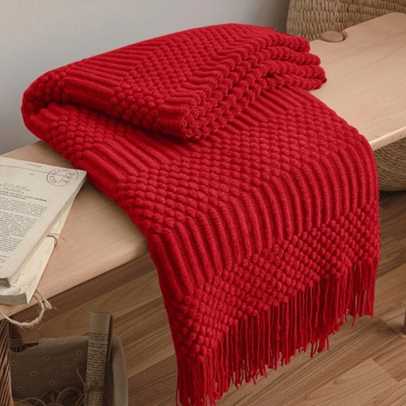 Couverture en tricot épais rou - Throw Blanket Chunky Knit avis et prix